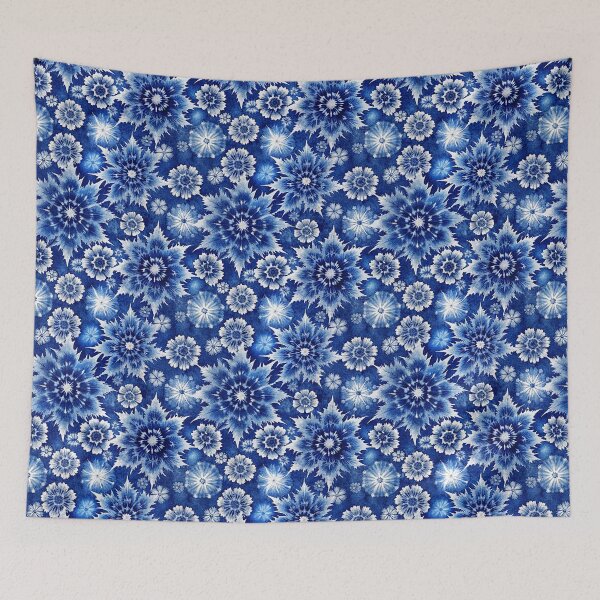Item preview, Indigo blue snowflakes pattern, japanese shibori designed and sold by patterncrow.