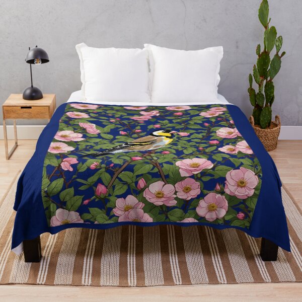 Item preview, An Eastern Goldfinch Amongst Pink Colored Wild Roses designed and sold by taiche.