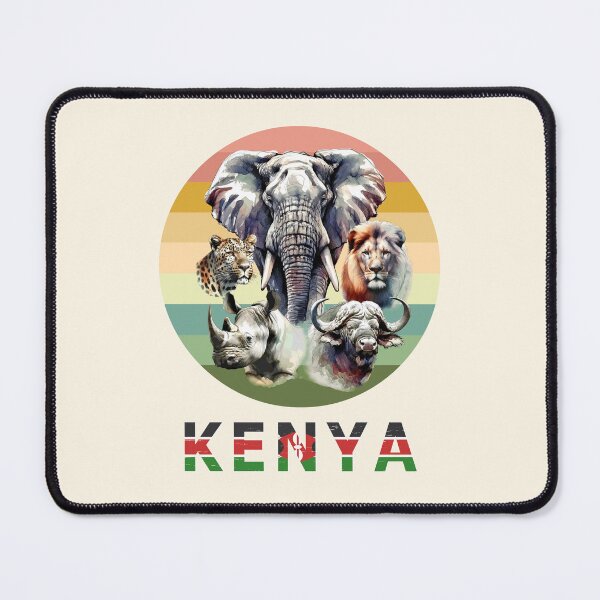 Item preview, Kenya Big 5 Watercolor on Retro Sunset for Kenya Fans designed and sold by Scotch Macaskill.