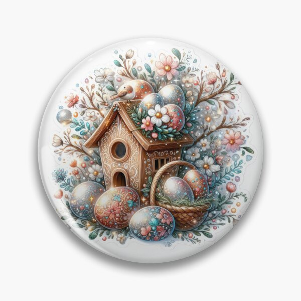 Item preview, Birdhouse with colorful egg basket Easter cute sticker designed and sold by Expressions-Sel.