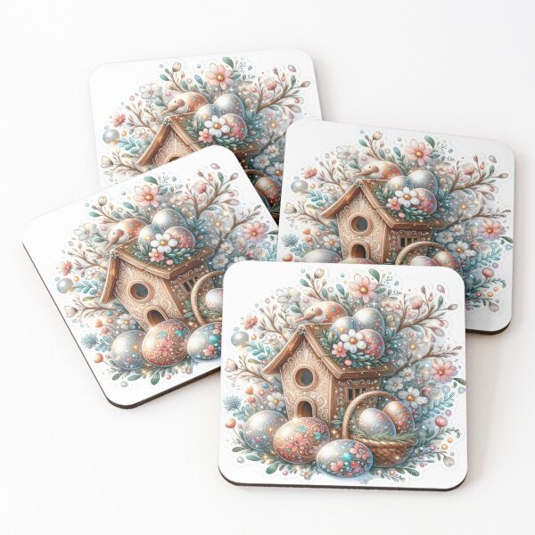 Item preview, Birdhouse with colorful egg basket Easter cute sticker designed and sold by Expressions-Sel.