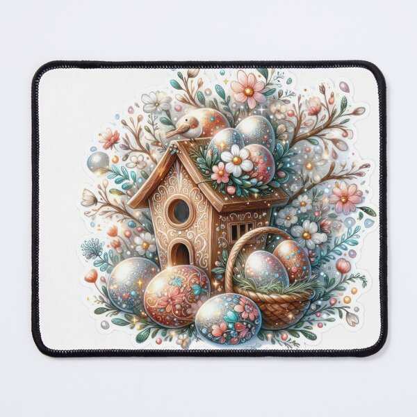 Item preview, Birdhouse with colorful egg basket Easter cute sticker designed and sold by Expressions-Sel.