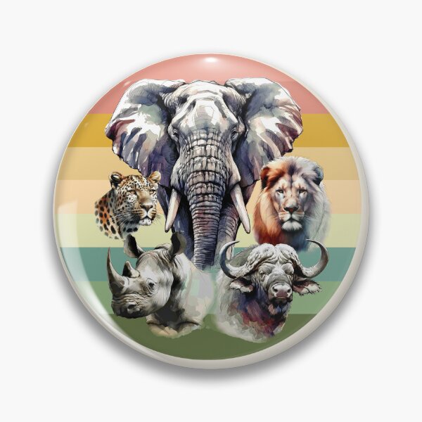 Item preview, Namibia Big 5 Watercolor on Retro Sunset for Namibia Fans designed and sold by Scotch Macaskill.