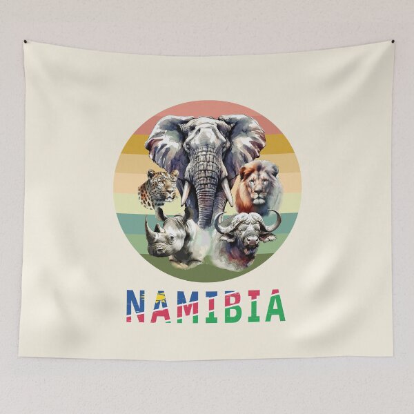 Item preview, Namibia Big 5 Watercolor on Retro Sunset for Namibia Fans designed and sold by Scotch Macaskill.