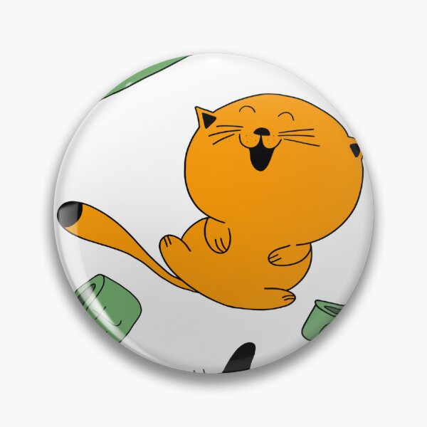 Item preview, orange well-fed cat gets high in front of a plate of food designed and sold by Vinson.