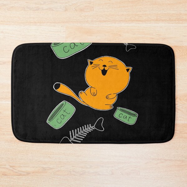 Item preview, orange well-fed cat gets high in front of a plate of food designed and sold by Vinson.