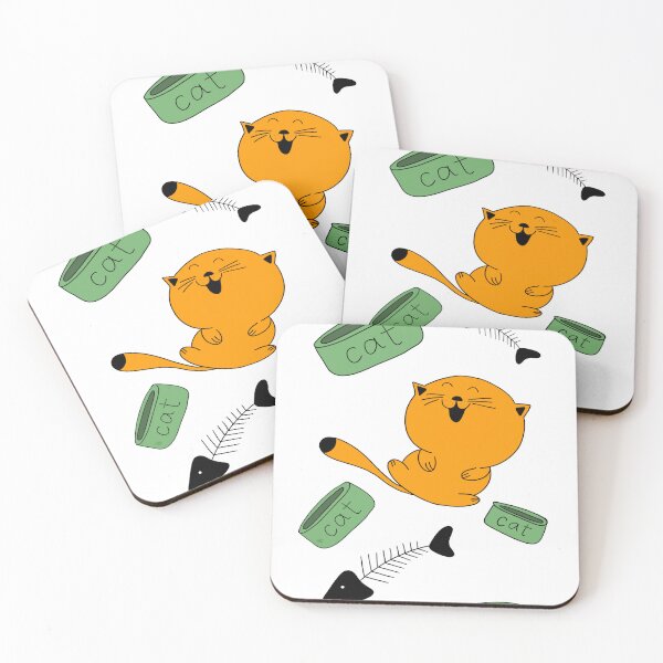 Item preview, orange well-fed cat gets high in front of a plate of food designed and sold by Vinson.