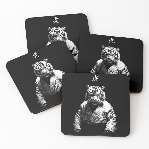 Item preview, Martial Arts Tiger Wearing Kimono Japanese Kanji Traditional Dots Art designed and sold by MadeByRobots.