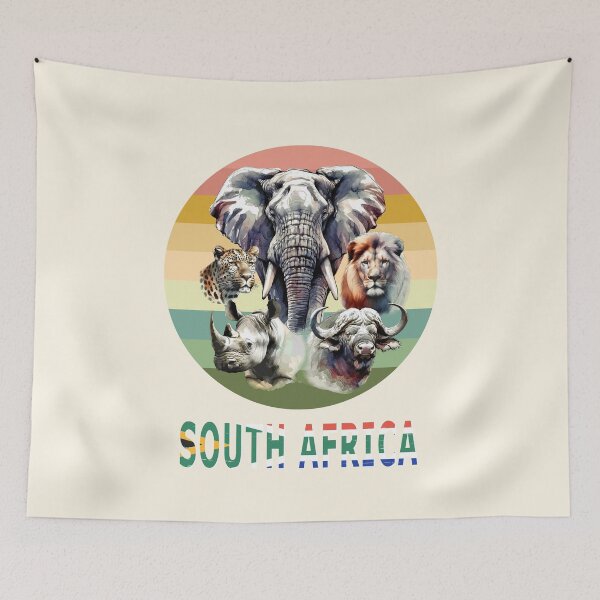 Item preview, South Africa Big 5 Watercolor on Retro Sunset for South Africa Fans designed and sold by Scotch Macaskill.