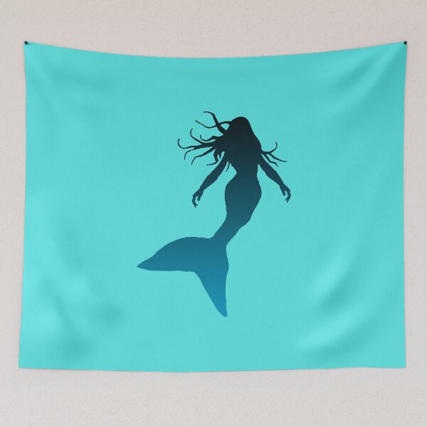 Item preview, Teal Mermaid Silhouette of Mermaid Swimming designed and sold by Beachy.
