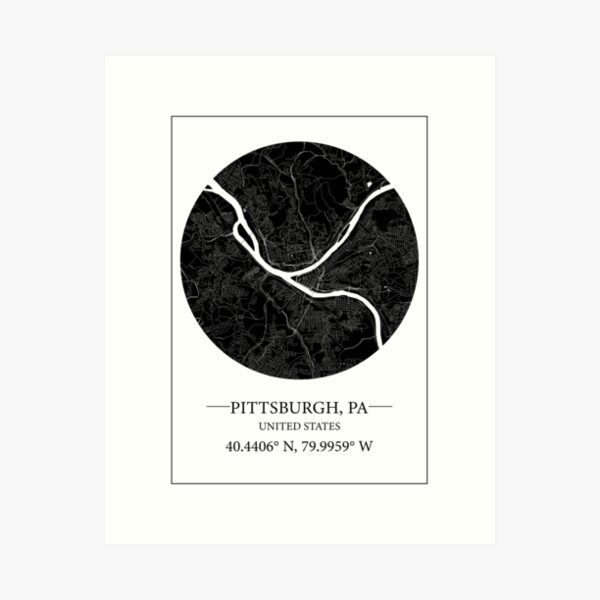Item preview, Pittsburgh map designed and sold by Mapmingle.