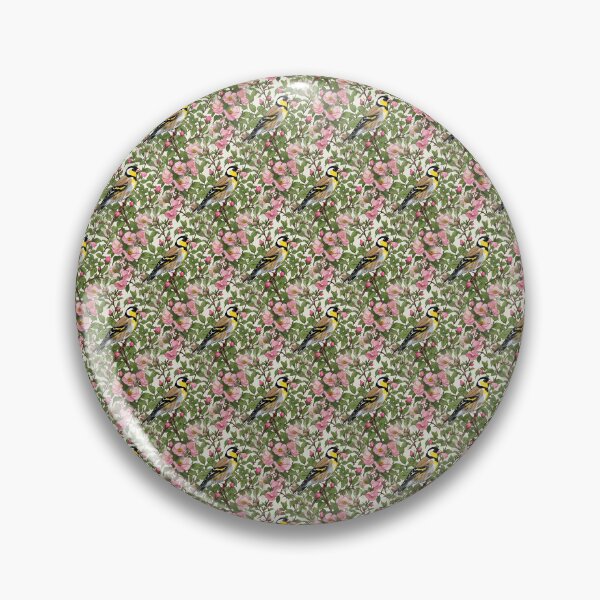 Item preview, Goldfinch Amongst Pink Colored Wild Roses Pattern designed and sold by taiche.