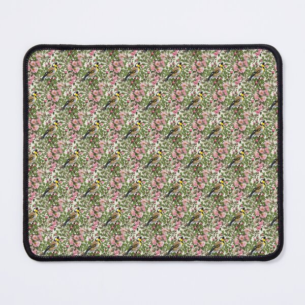 Item preview, Goldfinch Amongst Pink Colored Wild Roses Pattern designed and sold by taiche.