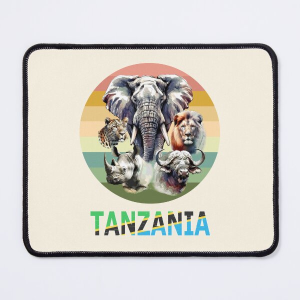 Item preview, Tanzania Big 5 Watercolor on Retro Sunset for Tanzania Fans designed and sold by Scotch Macaskill.