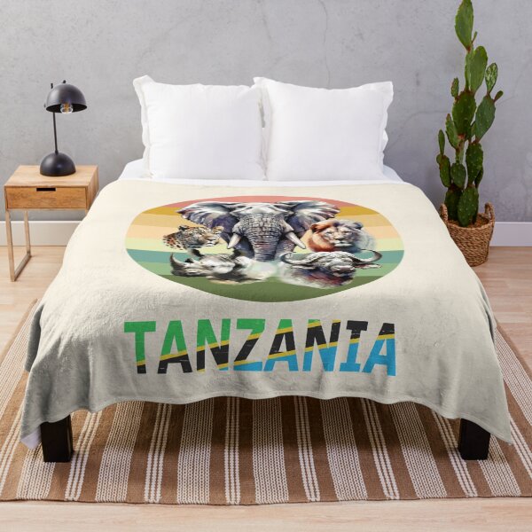 Item preview, Tanzania Big 5 Watercolor on Retro Sunset for Tanzania Fans designed and sold by Scotch Macaskill.