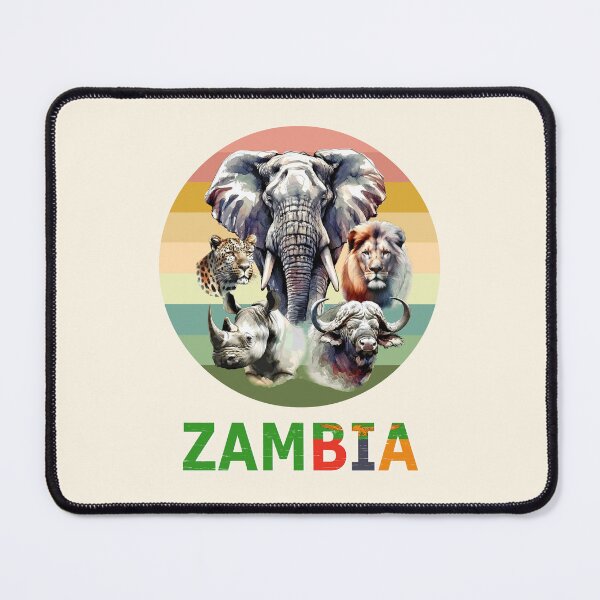Item preview, Zambia Big 5 Watercolor on Retro Sunset for Zambia Fans designed and sold by Scotch Macaskill.