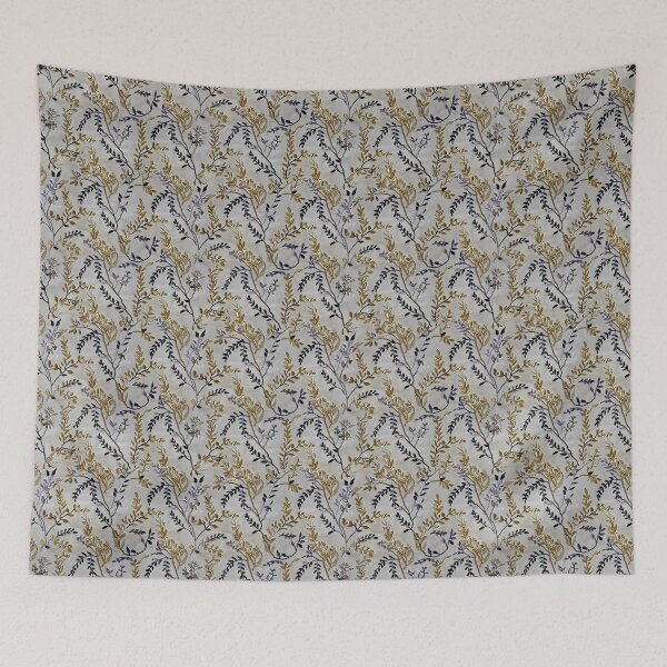 Item preview, Mediterranean Embroided Vines 3D Pattern, with Aesthetic Olive Black Leaves and Gold Branches on Neutral Cotton - Summer Tuscan Country Chic Style, Italian Countryside Estate Home Decor designed and sold by eluxyumdecor.
