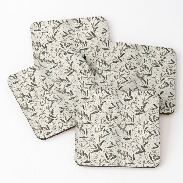 Item preview, Mediterranean Olive Branch Pattern, with Aesthetic Beige Neutral Cotton Background, Deep Olive Green Leaves - Summer Tuscan Country Chic Style, Italian Countryside Estate Home Decor designed and sold by eluxyumdecor.