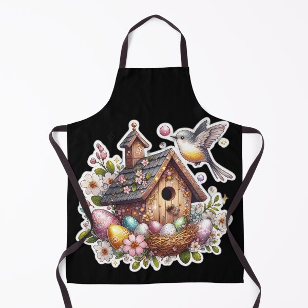 Item preview, birdhouse made of wood and colored eggs Easter cute sticker designed and sold by Expressions-Sel.