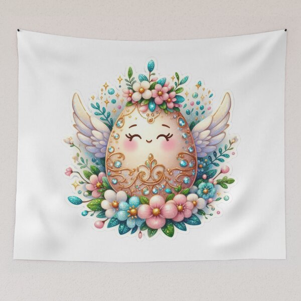 Item preview, easter egg with flowers on head and wings Easter cute sticker designed and sold by Expressions-Sel.