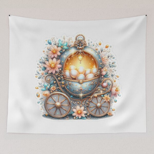 Item preview, silver carriage with easter eggs Easter cute sticker designed and sold by Expressions-Sel.