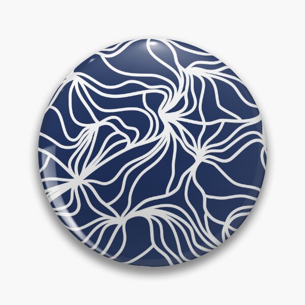 Item preview, Dark Blue and White Organic Lines - Abstract Botanical Hand Drawn Flowing Frilled Lines designed and sold by GenAumonier.