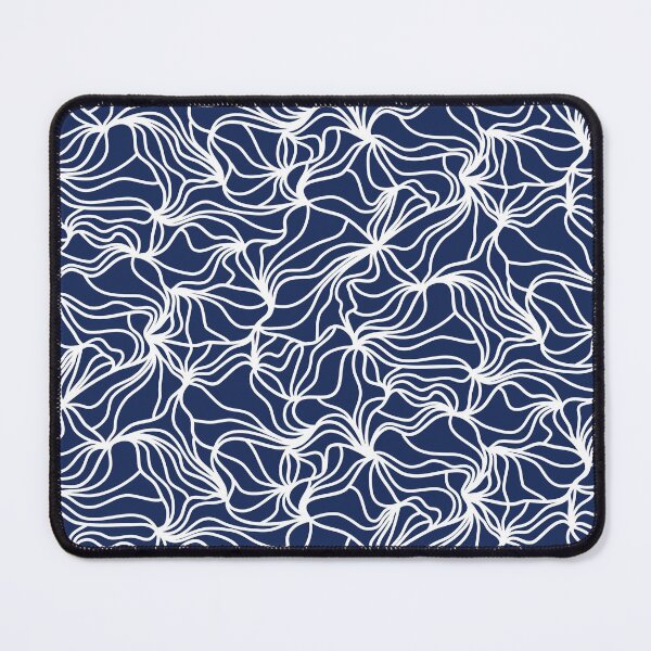 Item preview, Dark Blue and White Organic Lines - Abstract Botanical Hand Drawn Flowing Frilled Lines designed and sold by GenAumonier.