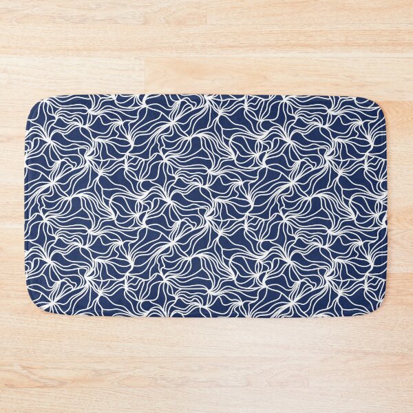 Item preview, Dark Blue and White Organic Lines - Abstract Botanical Hand Drawn Flowing Frilled Lines designed and sold by GenAumonier.