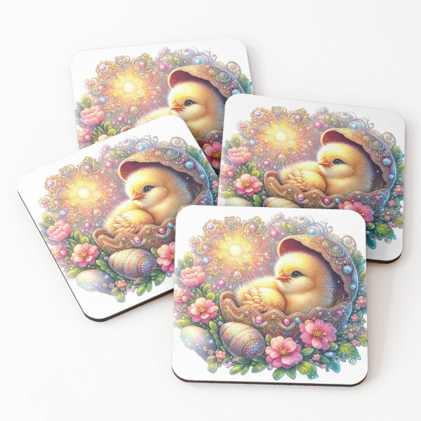 Item preview, yellow chicken with a golden shell and flowers Easter cute sticker designed and sold by Expressions-Sel.