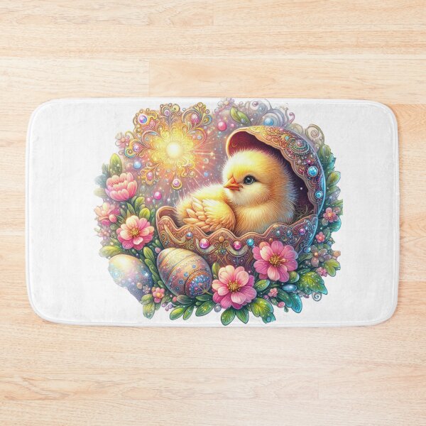 Item preview, yellow chicken with a golden shell and flowers Easter cute sticker designed and sold by Expressions-Sel.