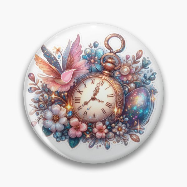 Item preview, clock with colorful flowers Easter cute sticker designed and sold by Expressions-Sel.