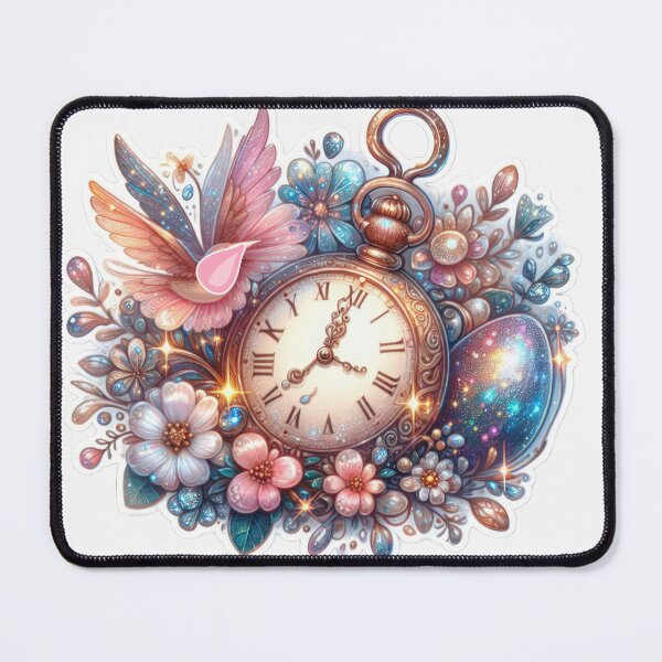 Item preview, clock with colorful flowers Easter cute sticker designed and sold by Expressions-Sel.