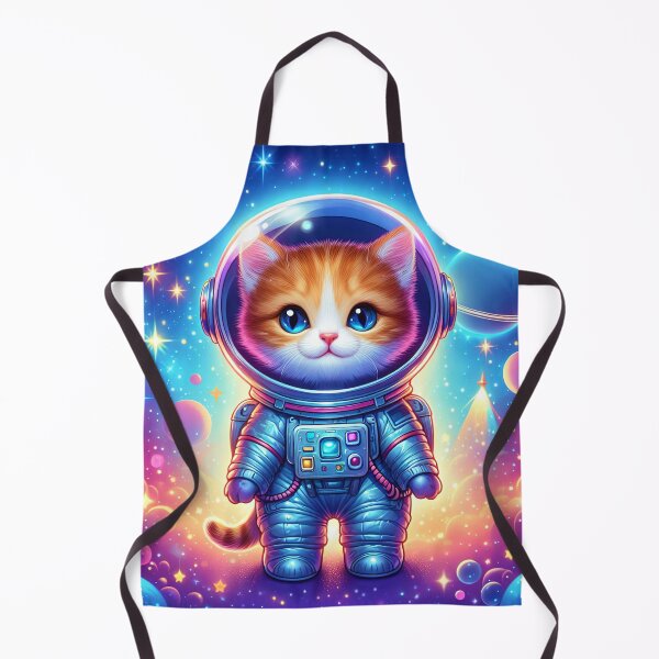 Item preview, Kitten in Bright Cosmic Space - Whimsical Cat Art Print designed and sold by lloreleya.