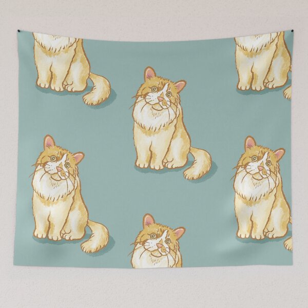 Item preview, fluffy  cat is sitting with head tilted in confusion designed and sold by Chattakan.