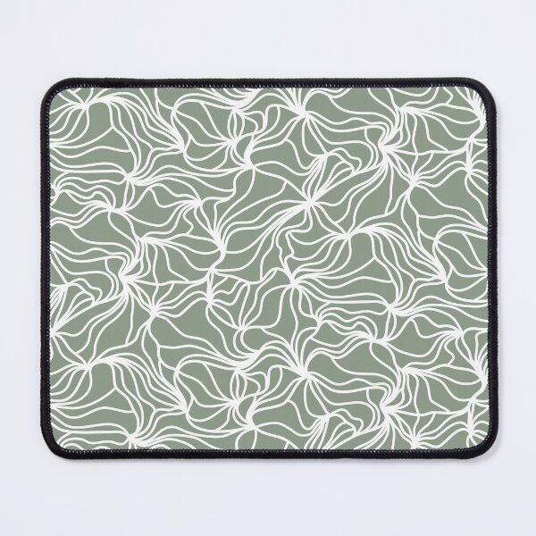 Item preview, Cool Sage and White Organic Lines - Abstract Botanical Hand Drawn Flowing Frilled Lines designed and sold by GenAumonier.