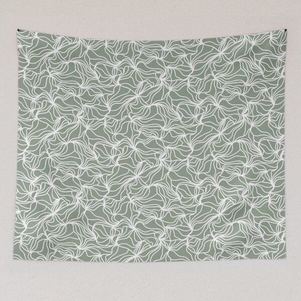 Item preview, Cool Sage and White Organic Lines - Abstract Botanical Hand Drawn Flowing Frilled Lines designed and sold by GenAumonier.