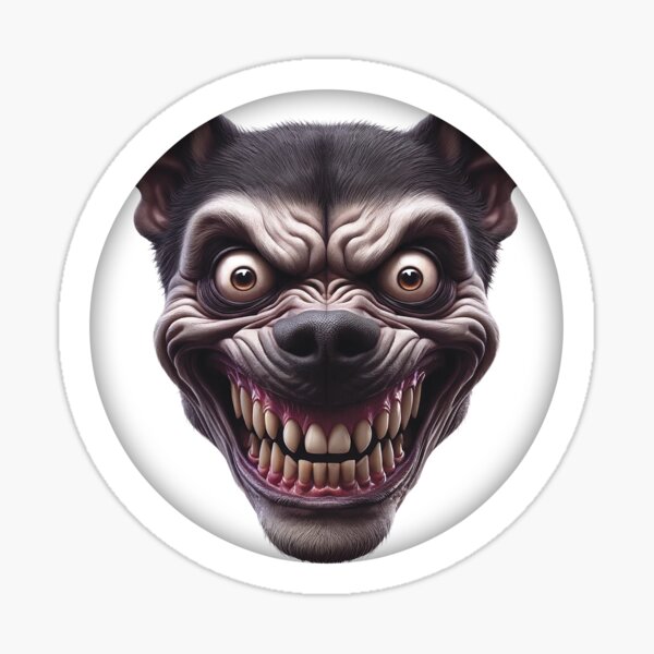 Scary Snarling Dog Face Sticker