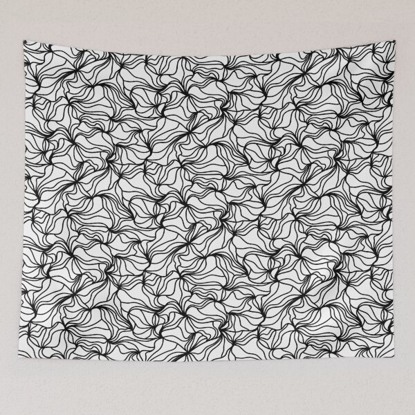Item preview, White and Black Organic Lines - Abstract Botanical Hand Drawn Flowing Frilled Lines designed and sold by GenAumonier.