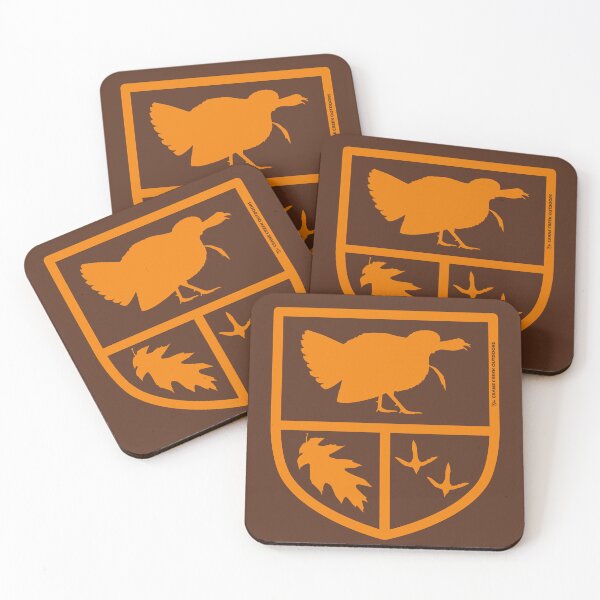 Item preview, Turkey Hunter Crest, Gobbler, Turkey Tracks, Oak Leaf, Orange Outline designed and sold by CraneCreek.