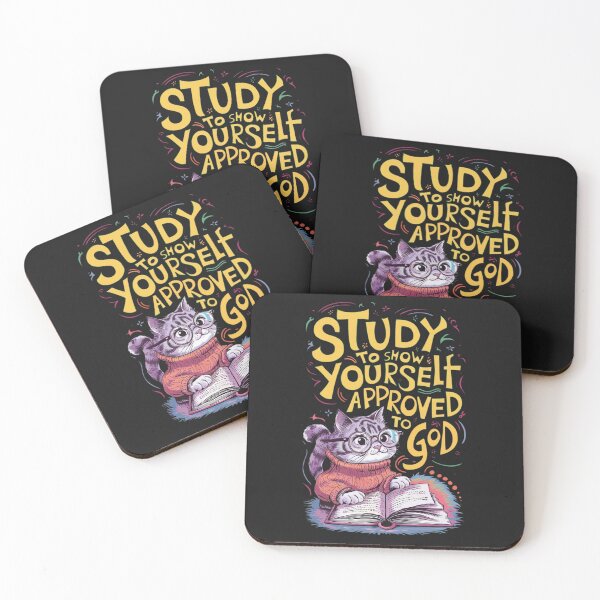Item preview, Study to Show Yourself Approved to God, Cat Studying Art designed and sold by Faithloveshop.