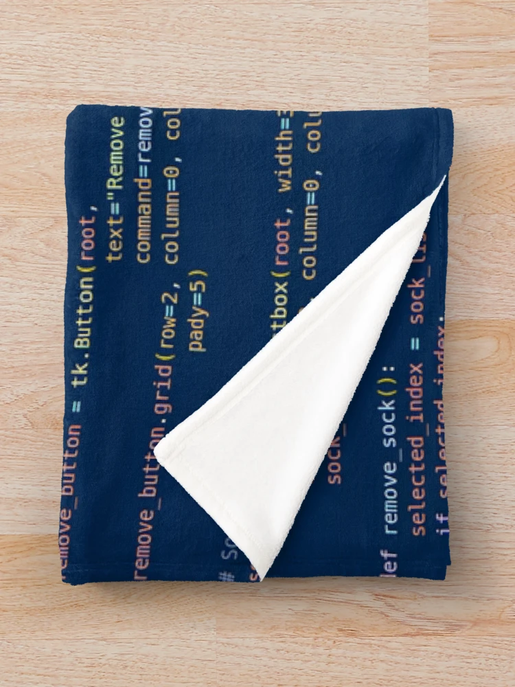 Aperçu 3 sur 6. Plaid avec l'œuvre Code du programme Python bleu créée et vendue par CodingSocks.