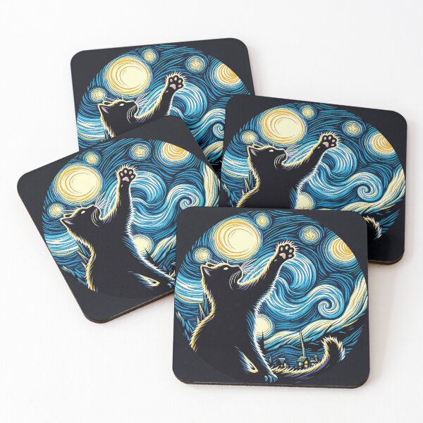 Item preview, Cat in Starry Night Style Van Gogh painting Cat Lover designed and sold by Collagedream.