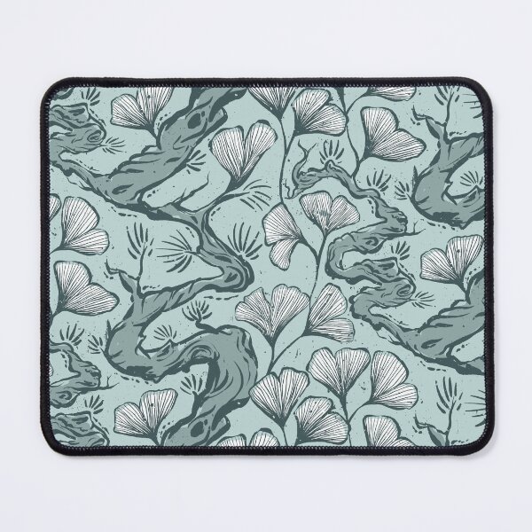 Item preview, Black pine and gingko leaves, royal blue, botanical design, Asian style designed and sold by Caroline Rausch.