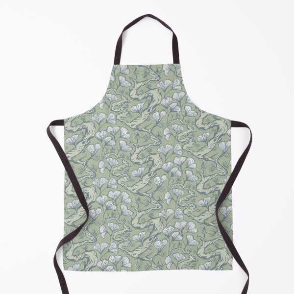 Item preview, Black pine and gingko leaves, emerald green, botanical design, Asian style designed and sold by Caroline Rausch.