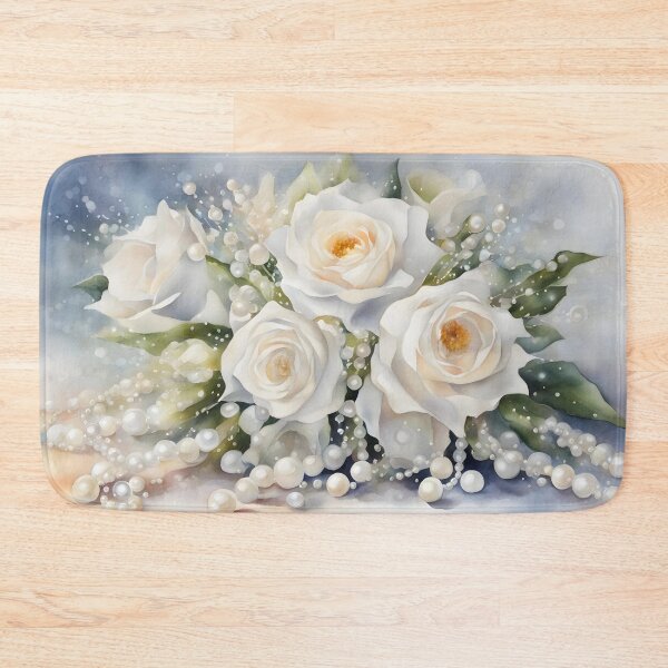 Item preview, White Rose Bouquet with Pearls designed and sold by CalmnessbyChoice.