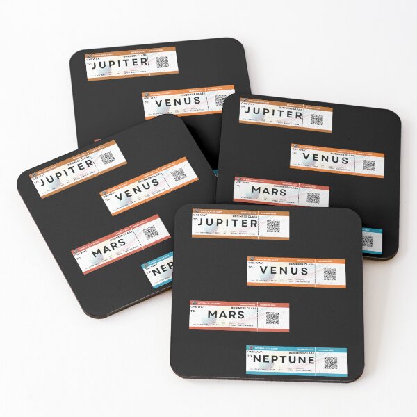 Item preview, Four space tickets to Jupiter, Venus, Mars and Neptune designed and sold by Trishirt.