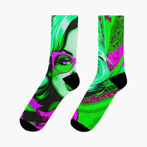Item preview, Chic and Confident: Pink and Green Woman in Glasses designed and sold by GrizzlyCollective.