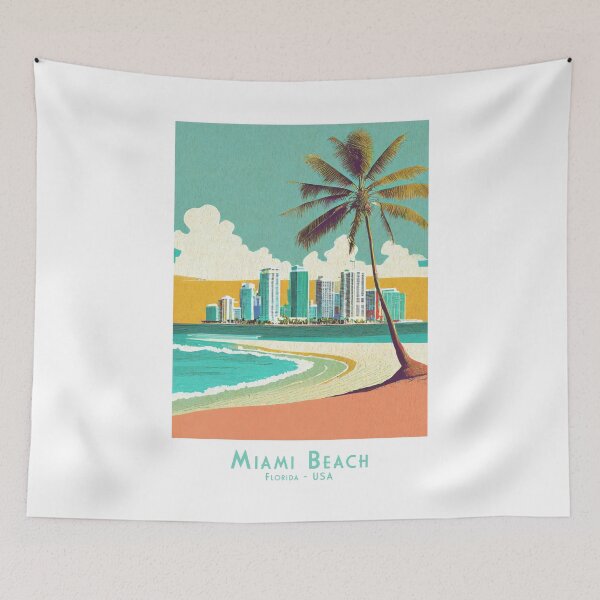 Item preview, Vintage Miami Beach - Retro travel poster in minimalist style for globetrotters designed and sold by pod24.