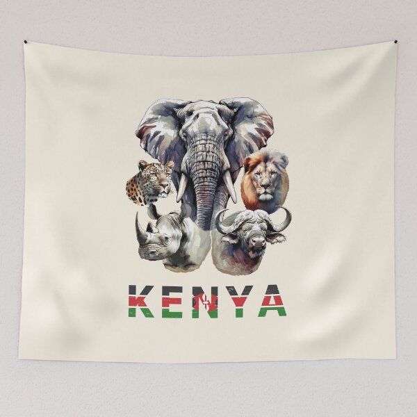 Item preview, Kenya Big 5 Watercolor in Line and Wash for Kenya Fans designed and sold by Scotch Macaskill.