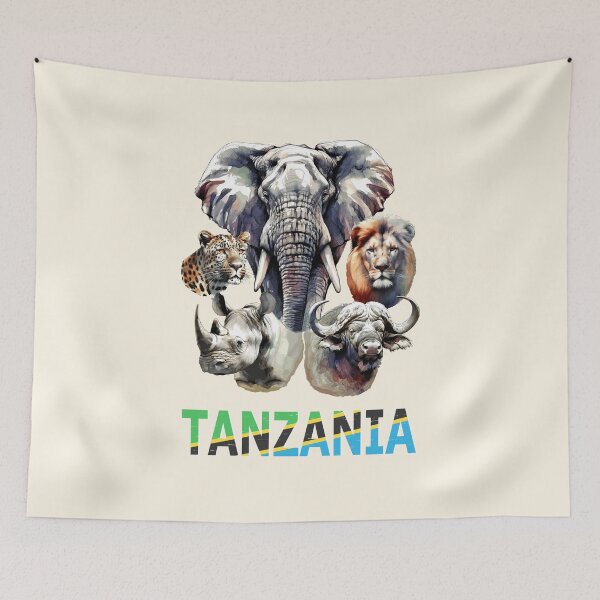 Item preview, Tanzania Big 5 Watercolor in Line and Wash for Tanzania Fans designed and sold by Scotch Macaskill.
